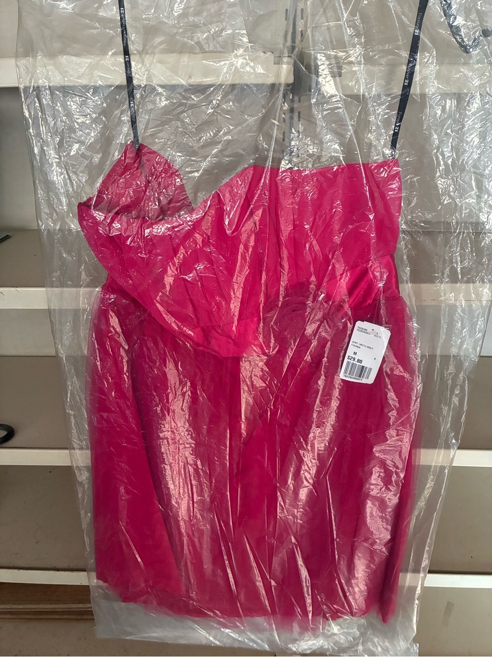Forever 21 Hot Pink Satin Spaghetti Strap Mini Dress